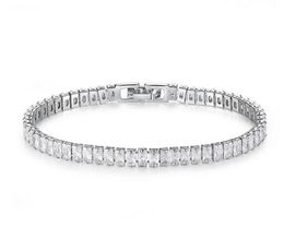 Stunning New Arrival Unique Luxury Jewelry 18K White Gold Fill Full Princess Cut White Topaz CZ Diamond Gemstones Women Bracelet G7469596