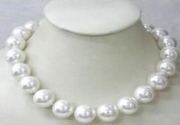 Classic Beaded Necklace 14mm South Sea Round White Shell Pearl Necklace 18inch 925 Silver Accessories1228960