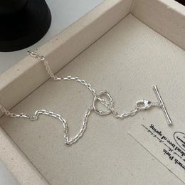 Chains 925 Silver Korean Niche Design Sense Bamboo Joint Personalized OT Necklace Fashionable Simple INS Collarbone Chain