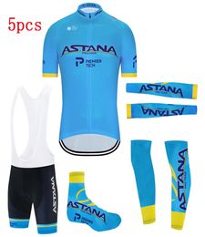 Blue ASTANA Cycling Team Jersey Summer Pro Bicycle Jersey Clothing Men Bib Gel Bike Shorts Set Maillot Sleeves Warmers include arm9993267