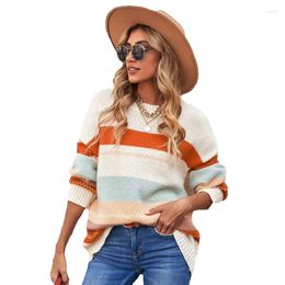 Women's Sweaters Autumn And Winter Striped Sweater Thickened Loose Versatile Round Neck 2722025