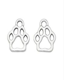 200Pcs alloy Paw Print Charms Antique silver Charms Pendant For necklace Jewellery Making findings 13x11mm9894231