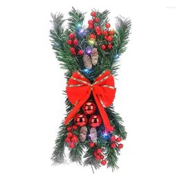 Decorative Flowers Lighted Christmas Garland Battery Operated Artificial Berry 1.3Ft Greenery Fake Rustic Decoration Faux