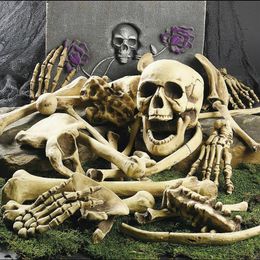 Halloween Skeleton Bones 28 pieces Halloween Prop Skeleton Skull Haunted House Horror prop Party Decorations Tricky Bones Skull C0272x