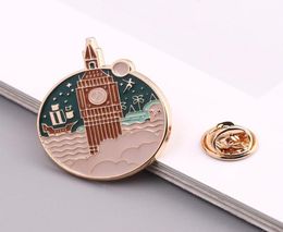 England Retro Architecture Bell Tower Enamel Brooch The Night Sky Clouds Building Suit Lapel Pin Fashion Charm Jewlery Unisex 20109360948