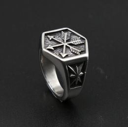 Vintage Viking Arrow Ring Punk 316L Stainless Steel Compass Men Fashion Hip Hop Hippie Jewellery Drop Store Cluster Rings5741134