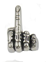 STAINLESS STEEL mens or womens PUNK VINTAGE BIKER JEWELRY DIG AT MIDDLE finger FIST Contemptuous RING SIGNET RING GIFT 12W29296k263974703