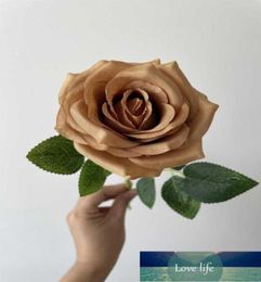 Decorative Flowers Wreaths 10pcs Toffee Artificial Rose Flower With Long Stems Silk In Whole For Wedding Home Party Office D6108247073722