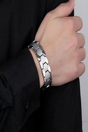 Men Titanium Steel Bracelets Radiation Protecting Magnet Bracelet For Travel Business K2 Link Chain2084743