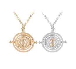 24 PcsLot Selling 35 cm Diameter Time Turner Necklace Movie Jewelry Rotating Hourglass Pendant Bulk Whole H112278397744515048