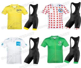 Racing Sets 2021 France Tour Leader Cycling Jersey Set Yellow Green White Polka Dot Clothing De Road Bike Shirts Suit Maillot6018846