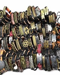 100pcs/lot Mix Styles Identification Metal Leather Punk Jesus Handmade Bracelets Men's Women's Jewellery Brand new wholesale dropshipping9656240