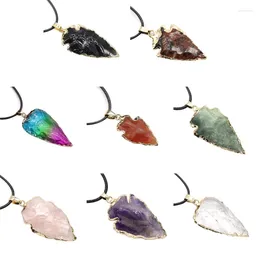 Pendant Necklaces Pointed Healing Crystal Necklace Natural Stone With Adjustable Ropes Fashion Jewelry For Womens Men N2UE