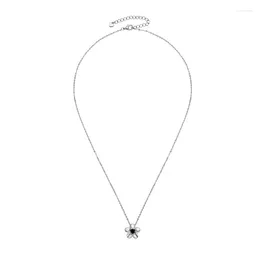 Chains PMO-054 Lefei Fashion Trendy Luxury Classic Moissanite Black Flower Necklaces For Women S925 Sterling Silver Party Jewellery Gift