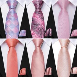 Bow Ties Hi-Tie Peach Pink Solid Paisley Boys Girls Childrens Tie Students Kids Stage Performance Costume Uniform Silk Necktie 120 6CM