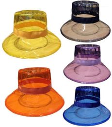 Unisex PVC Transparent Bucket Hat Bright Jelly Wide Brim Waterproof Rain hat15341463