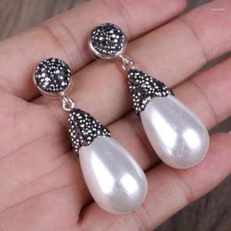 Dangle Earrings Dankaishi Pearl Waterdrop Tear Drop Shape For Women Vintage Style Stone Paved Rhinestone Gift