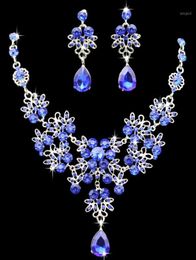 Earrings Necklace KMVEXO Multiple Colours Water Drop Wedding Bridal Formal Party Prom Jewellery Sets Crystal Rhinestone Brides Sets7588549