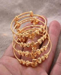 Bangle 4PCS 24K African Arab Gold Colour Bangles For Baby Bracelet Children Jewellery Born CuteRomantic Bracelets Gifts7540041