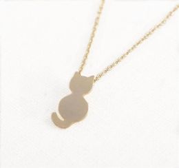 Fashion a lovely cat figure pendant necklace silver plated clavicle necklaces for women whole and mixed color9991416