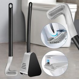 Toilet Brushes Holders Silicone Toilet Brush With Holder Golf Brush Head Toilet Cleaning Brush Wall Mount Long Handle Wc Brushes Bathroom Accessories 231212