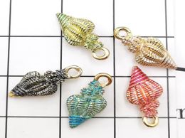 Bulk 200pcslot 9x20mm Enamel Conch Charms Pendant Jewellery Findings DIY Craft Bracelet Charm Gold Tone4147891