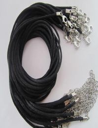 1719 inch adjustable 2mm black satin necklace cord with Lobster clasp 100pcslot4385449