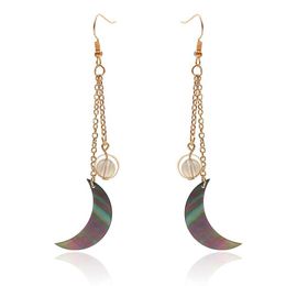 Dangle & Chandelier Natural Sea Shell Moon Style Drop Earrings For Women Fashion Ball Beads Long Tassel Boho Earrings Femme Europe3167