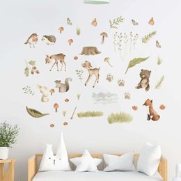 Forest Cute Cartoon Animal Wall Stickers for Kids Room Bedroom Home Decortion Wall Decor