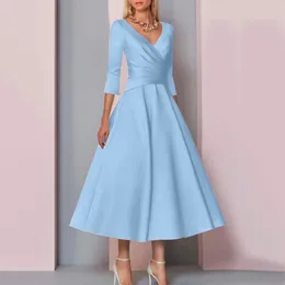 Casual Dresses Prom Dress A-Line Fashion 2023 Short Cocktail Satin -Length Sexy With Half Sleeves Ladies Robe