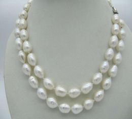 Genuine Natural 79mm 2 Row Akoya White Freshwater Culture Pearl Necklace 18in8563196