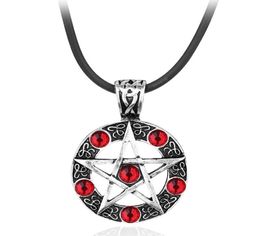 Pendant Necklaces Supernatural Series Penram Necklace With Rope Chain Dean Winchester Star Silver Plated Red Crystal Jewelry1917390