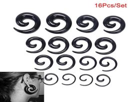 Hoop Huggie 16PcsSet Acrylic Spiral Taper Flesh Tunnel Ear Stretcher Expander Stretching Plug Snail2256338