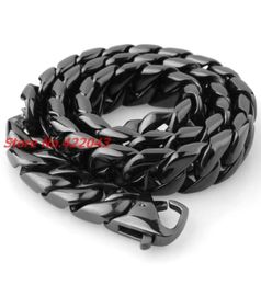 Chains 15mm Heavy Curb Cuban Link 316L Stainless Steel Necklace Men039s Boy039s Black Chain Bulk Size JewelryChains9901822