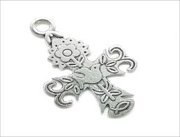 Lot 30pcs Big Flower Pigeon Antique Silver Charms Pendants DIY Findings For Jewelry Making Bracelet Necklace Earrings 47*30mm DH08588825300