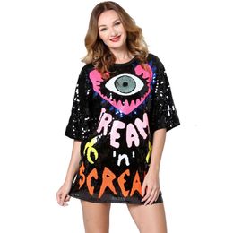 24ss 8-color Peach Heart 2023 New Spring/summer Top Love Eye Clear Letter Sequin Medium Length Loose T-shirt