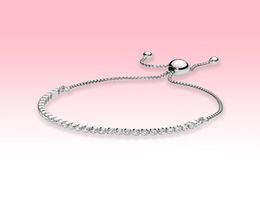 Sparkling Slider Tennis Bracelet Women Wedding Jewellery for Pandroa Real 925 Sterling Silver CZ diamond Bracelets with Original box9821946