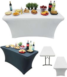 Stretch Rectangle Tablecloth Table Cover BlackWhite Spandex Table Cloth Wedding Party Table Cover el Home Decor 1PC 2107076155843