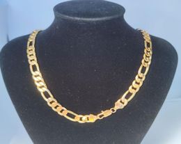 10mm Italian Figaro Link Chain Men039s Necklace 21inch 55cm 14k Yellow Gold STAMPED Brass Fine Solid1584604