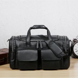 Duffel Bags Retro Men Luggage Bag PU Leather Travel Bags Large Capacity Shoulder Messenger Bag Casual Business Laptop Duffel Handbag XA309C 231213