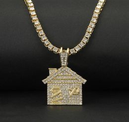 Hip Hop Bando Trap House Necklace Men Bling Savage Pendant Necklace With Tennis Chain Female Ice Out Link Chain Jewellery C0219247l5818544