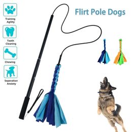 Dog Toys Chews Dogs Flirt Lure Pole Stick Toys Pet Interactive Chasing Tail Teaser Wand Training Chewing Rope 231212