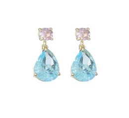 Earrings Exploding shallow sea blue pink crystal inlay Dangle Chandelier Diamond t luxury Designer Jewellery Bangle watches Women 3202366