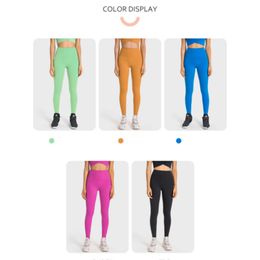 LU Women Yoga Leggings Push Fitness Full Length Soft High Waist Side Pocket Hip Lift Elastic Casual Jogging Pants