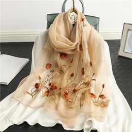 Scarves 2023 Luxury Silk Wool Warm Scarf For Women Embroidery Jacquard Shawl Wrap Foulard Muslim Headband Bandana 190 70cm Beach Stoles