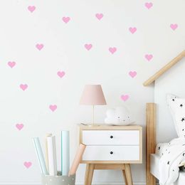 54pcs/set 5cm Soft Pink Heart Shape Wall Stickers for Kids Room Baby Nursery Room Wall Decals Bedroom Girl Room Home Decor Vinyl