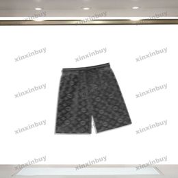 xinxinbuy 2024 Men women designer shorts velvet flower letter jacquard fabric short black white brown gray M-2XL