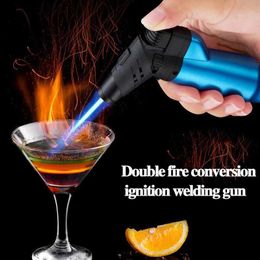 Portable Windproof Lighter Outdoor Barbecue Kitchen Cigar Igniter Metal Turbine No Gas Large Firepower Men's High End Gifts