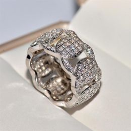 Cluster Rings 18K White Gold Jewelry Ring Women Origin Natural Moissanite Gemstone Pave Setting Engagement Box Men294A