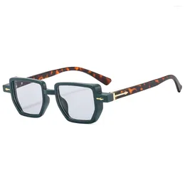 Sunglasses Fashion Square Women Luxury Vintage Rivets Men Green Leopard Shades UV400 Trending Sun Glasses